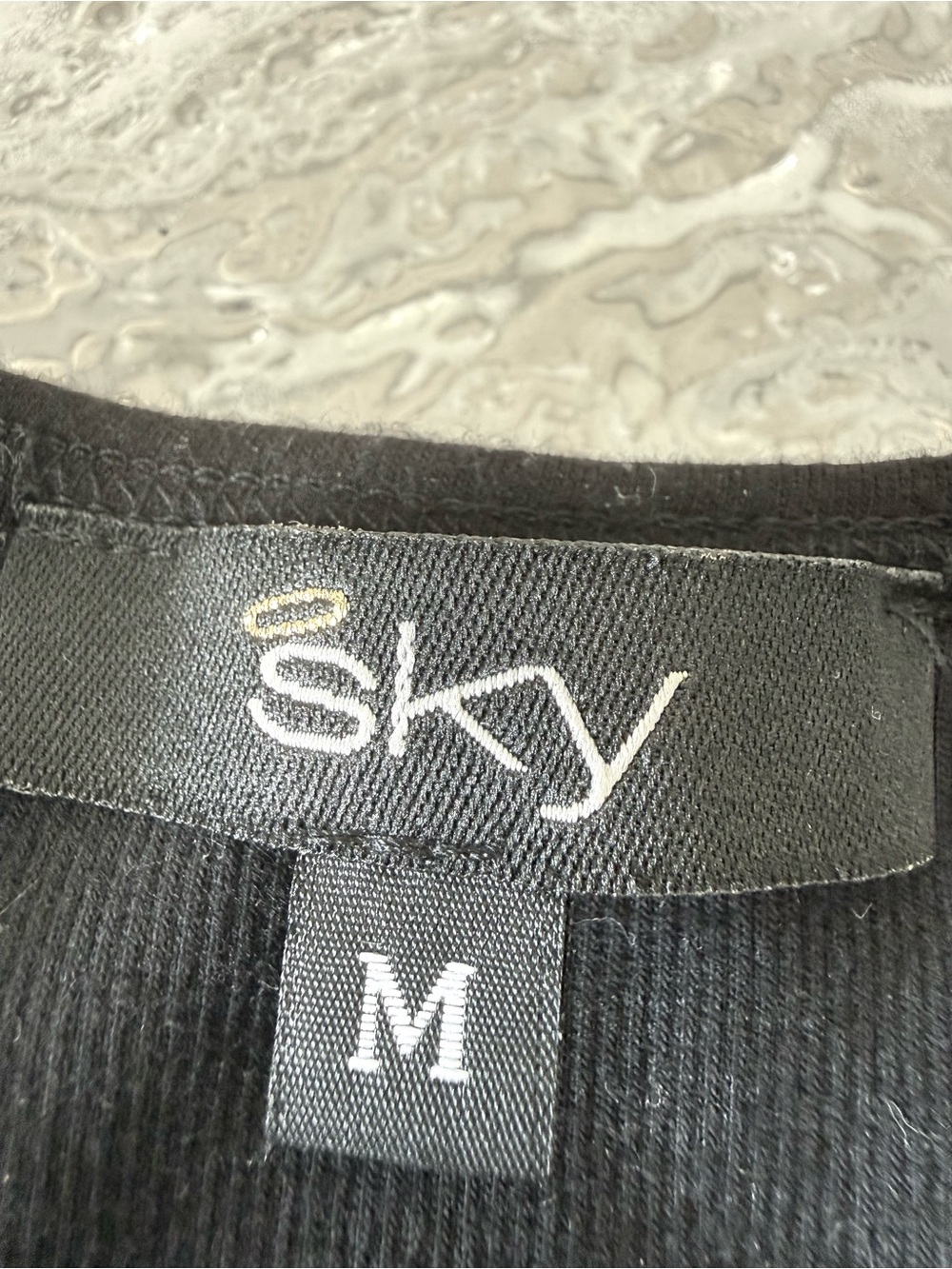 Sky Black V-Neck Tank with Gold Embellished Band - Picture 3 of 4